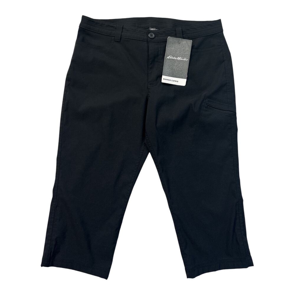 Eddie Bauer Women's Rainier Capri Pant Black Size 14 Hiking Gorpcore Storm Repel